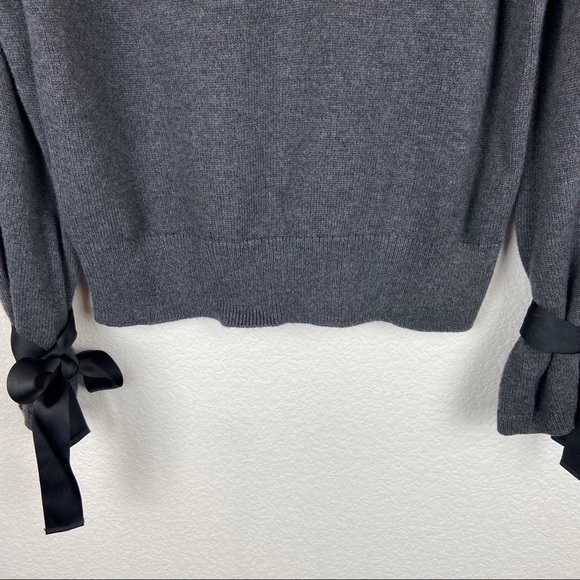 J. Crew Mercantile Gray Tie Bell Sleeve Sweater S - Picture 7 of 9